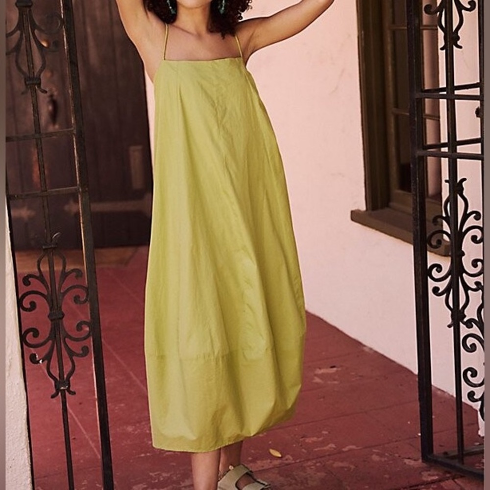 Free People Struttin Midi Cotton Green Dress
